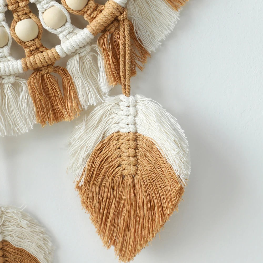 Brown & Beige Macrame Wall Mirror
