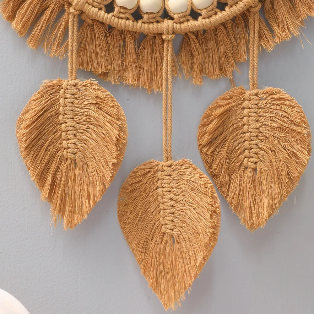 Aesthetic Brown Macrame Mirror